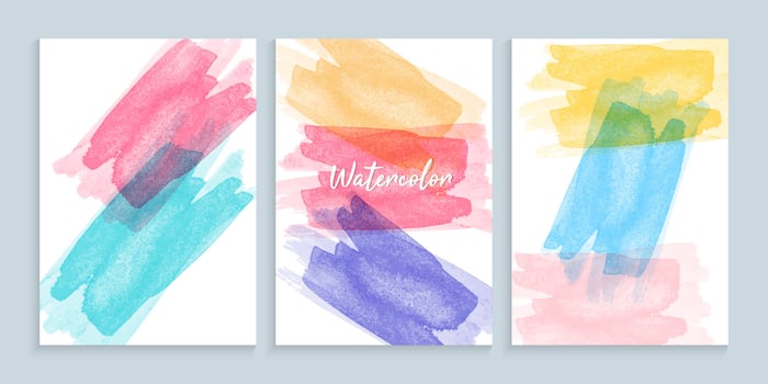 Watercolor hand painted brush strokes cover set vector