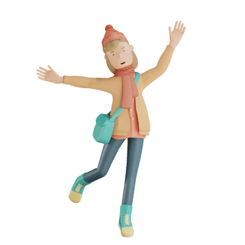 3d autumn character happy jump 3d render png
