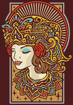 Balinese dancer vintage mandala style illustration vector