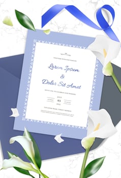 Wedding Invitation Card and Calla Lily Flowers vector