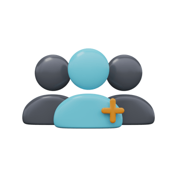 Add new friend user group icon 3d render png