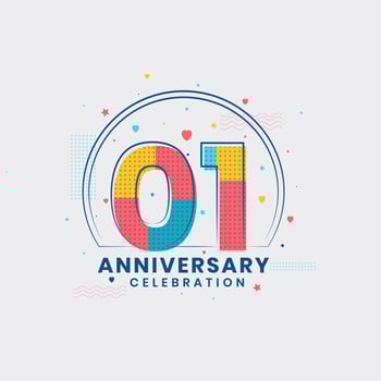 1 Anniversary celebration, Modern 1st Anniversary design vector