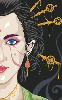 The beauty of japanese geisha face illustration vector