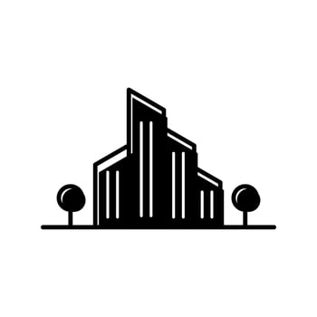 black and white city icon on isolated background vector