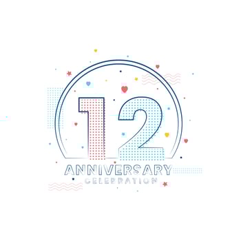 12 years Anniversary celebration, Modern 12 Anniversary design vector