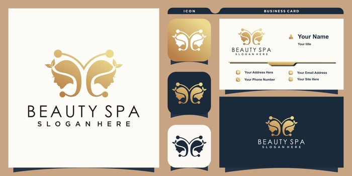 beauty woman logo design with butterfly concept vector
