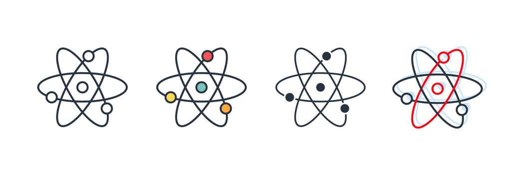 physics icon logo vector illustration. quantum atom symbol template for graphic and web design collection