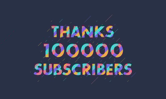 Thanks 100000 subscribers, 100K subscribers celebration modern colorful design. vector
