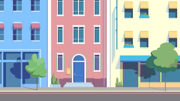 Cityscape in summer season. vector