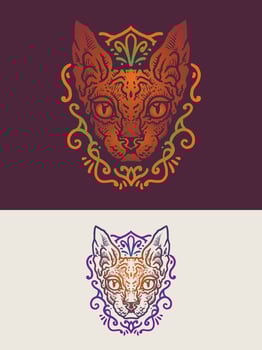 The Sphinx cat head illustration vector