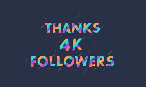 Thanks 4000 followers, 4K followers celebration modern colorful design. vector