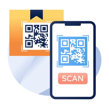 Editable design icon of mobile barcode vector