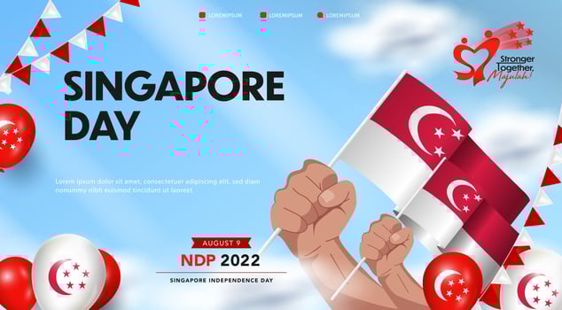 Singapore Independence Day. Stronger Together, Celebration vector illustration