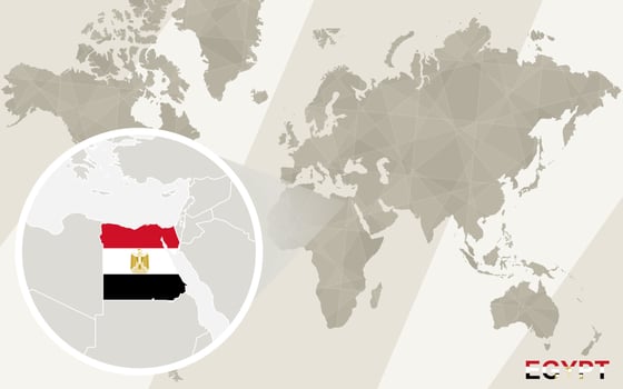Zoom on Egypt Map and Flag. World Map. vector