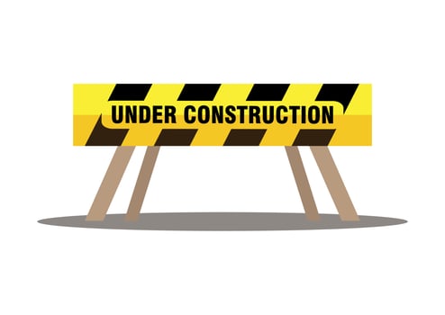 Under Construction Road Barrier Vector Illustration Isolated On White Background