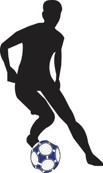 Black amateur man playing football vector