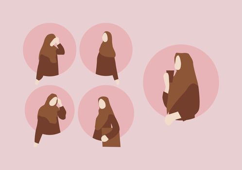 Muslim woman avatar on circle vector