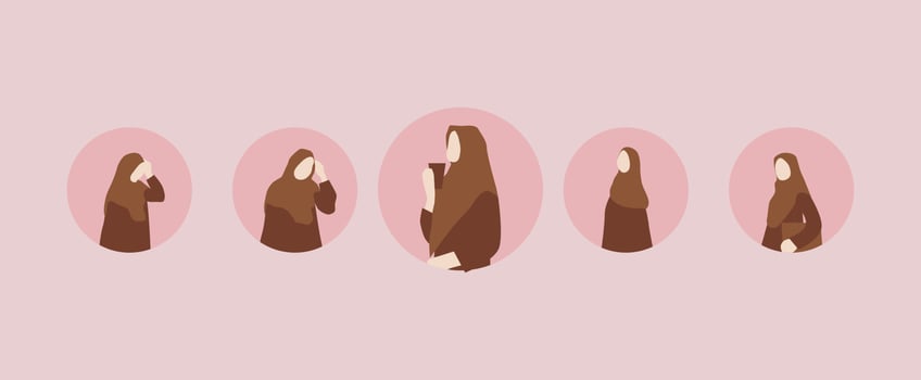 Muslim woman avatar on circle vector