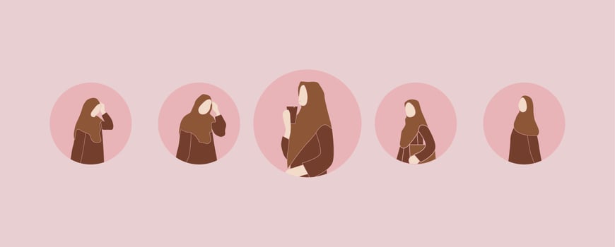 Muslim woman avatar on circle vector