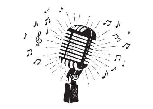Retro microphone sketch. Hand drawn illustration. Vector. vector