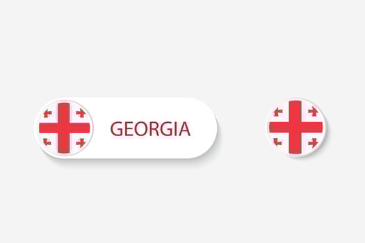 Georgia button flag in illustration of oval shaped with word of Georgia. And button flag Georgia. vector
