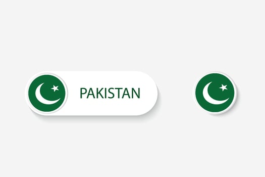 Pakistan button flag in illustration of oval shaped with word of Pakistan. And button flag Pakistan. vector