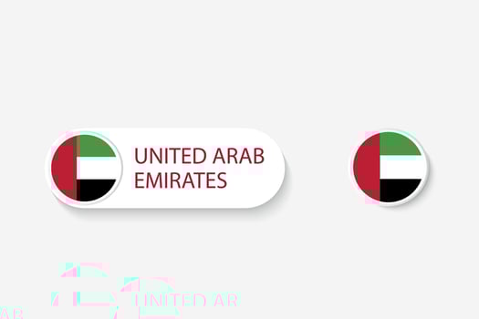 United Arab Emirates button flag in illustration of oval shaped with word of United Arab Emirates. And button flag United Arab Emirates. vector