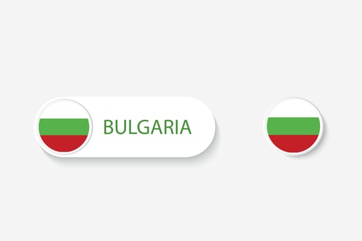 Bulgaria button flag in illustration of oval shaped with word of Bulgaria. And button flag Bulgaria. vector