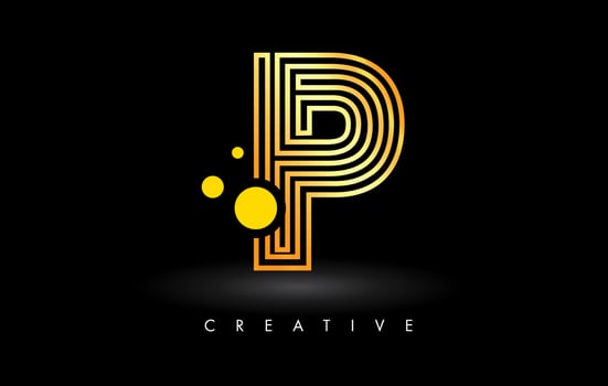 Golden Lines P Letter Logo Letter made of Lines. Monogram Style Letter Icon Vector