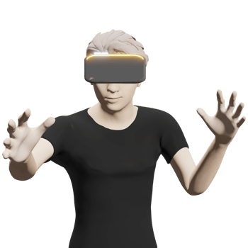 half man PNG wearing vr headset portrait human user social media avatar in Metaverse world