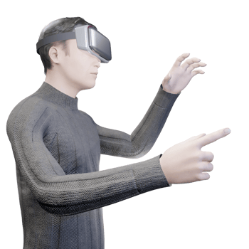 half man PNG wearing vr headset portrait human user social media avatar in Metaverse world