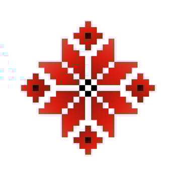 Traditional Ukrainian cross-stitch embroidery element for wrapping design, vintage floral ornament motif vector