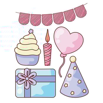 icons of cute birthday vector