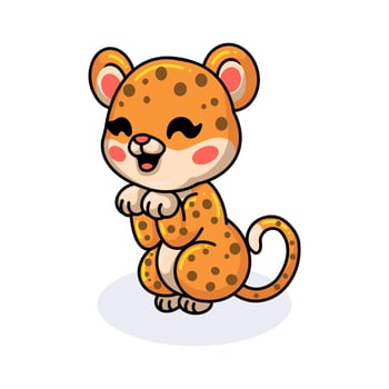 Cute baby leopard cartoon posing vector