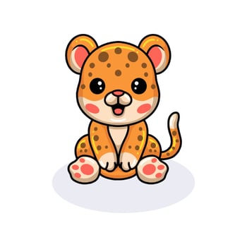 Cute baby leopard cartoon sitting vector