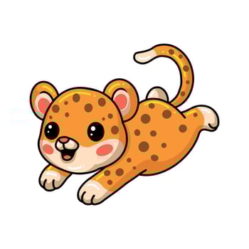 Cute baby leopard cartoon jumping vector