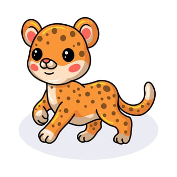 Cute happy baby leopard cartoon vector
