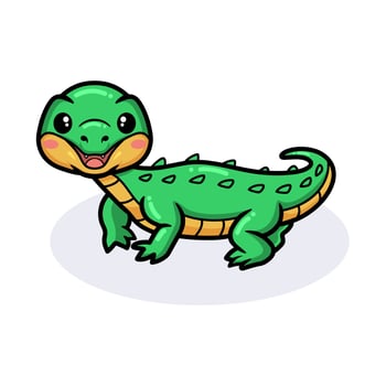 Cute little crocodile cartoon posing vector