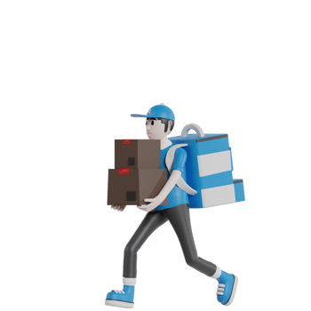 3d Isolated Courier with blue clothes and hats png