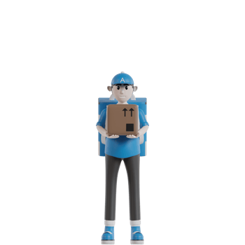 3d Isolated Courier with blue clothes and hats png