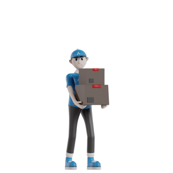 3d Isolated Courier with blue clothes and hats png