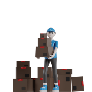3d Isolated Courier with blue clothes and hats png