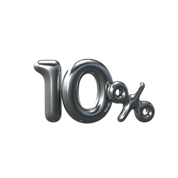 3D Silver Number 10 Percent png