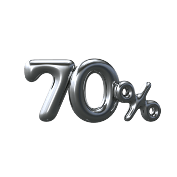 3D Silver Number 70 Percent png