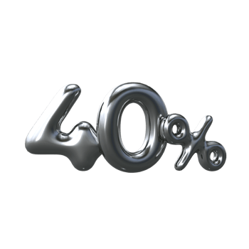 3D Silver Number 40 Percent png
