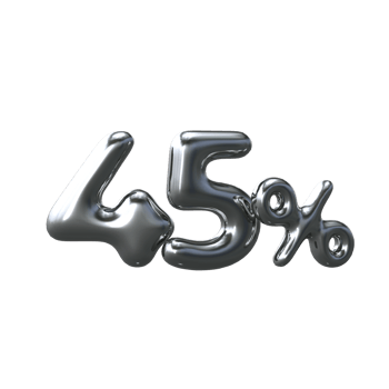 3D Silver Number 45 Percent png