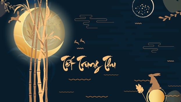 mid autumn festival on blue background vector