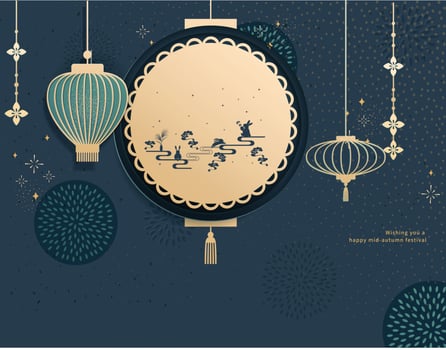 Mid Autumn Festival Paper Art Banner Background vector