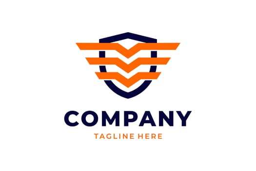 wings with shield logo company vector