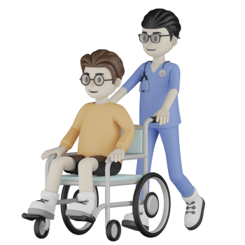 3D Isolated Doctor With A Wheelchair png